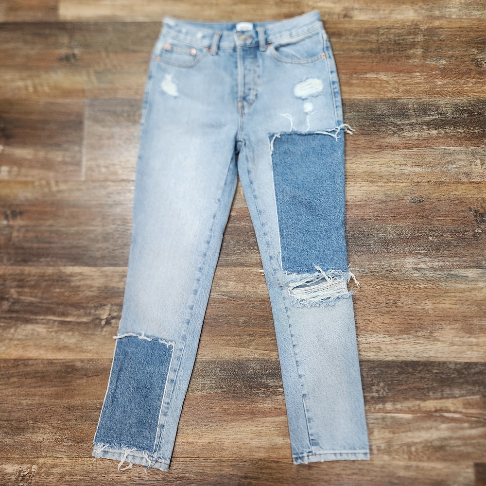 BDG Two-Tone Patch High Waist Distressed Ankle Jeans Size 28 - Picture 3 of 8